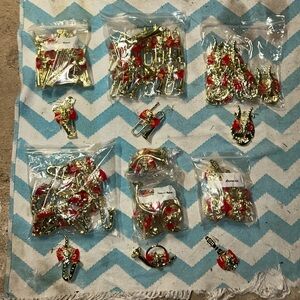 Festive Gold and Red Christmas Music instruments Ornaments Set